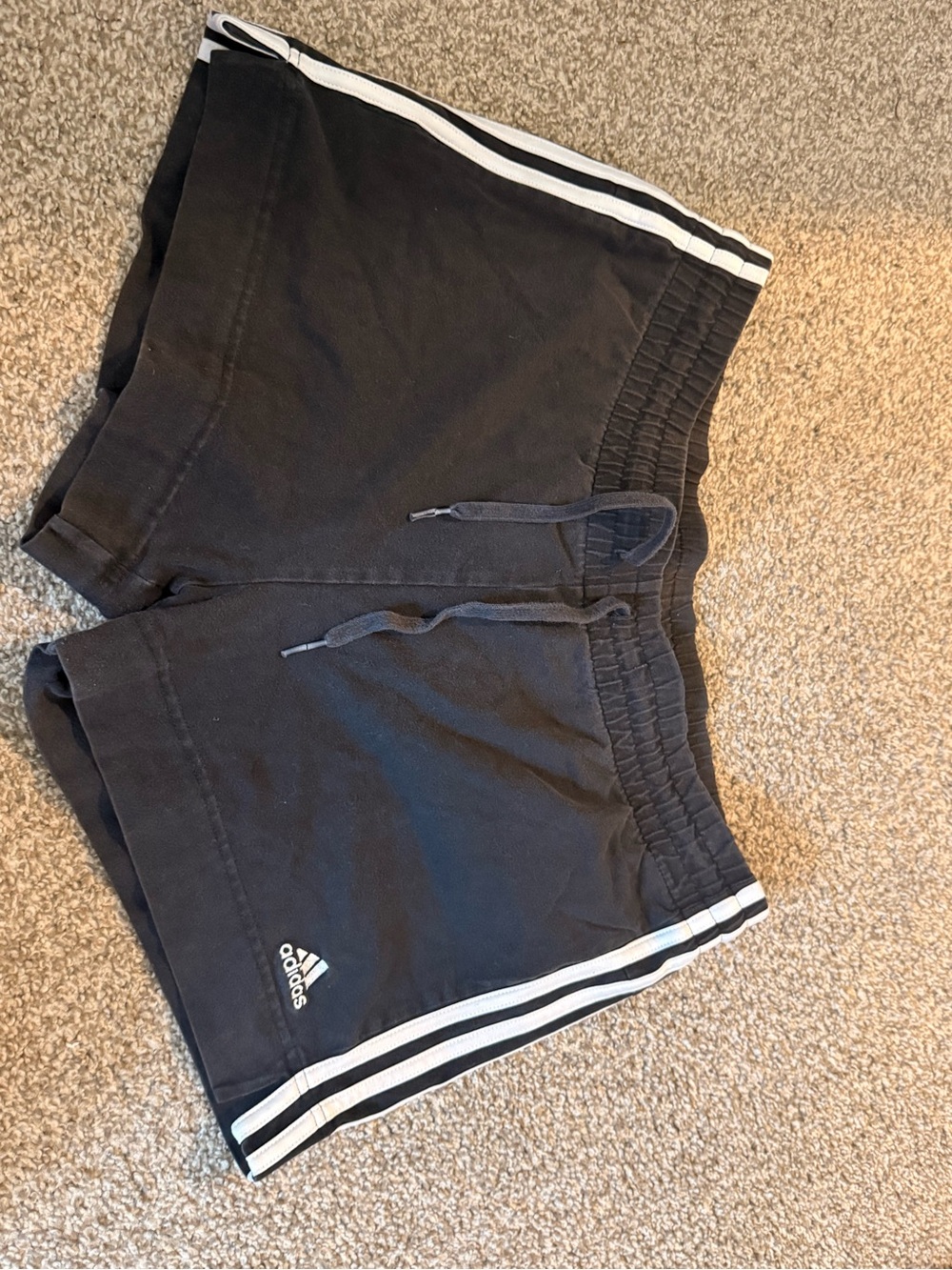 adidas Black Athletic Shorts with White Side Stripes